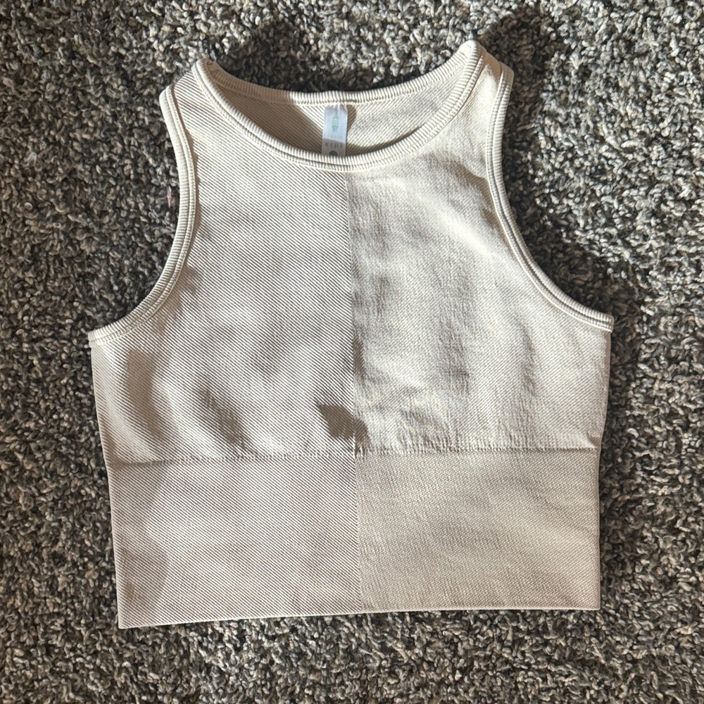 Kids Cream Cropped Tank Top - fitted Size L/XL
